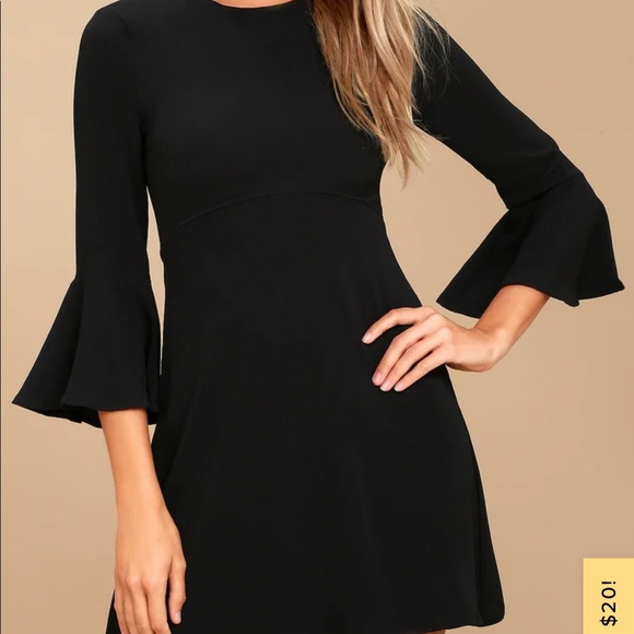 Lulus Center of Attention Black Dress with Bell Sleeves - Picture 2 of 9